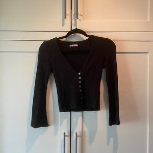 Super Soft Black Cropped Reformation Shirt